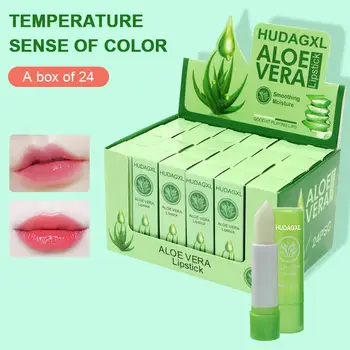 1Pc Aloe Vera Lipstick Color Changing Lip Balm Moisturizing Moisturizing Waterproof Temperature Lasting Balm Change C2M3