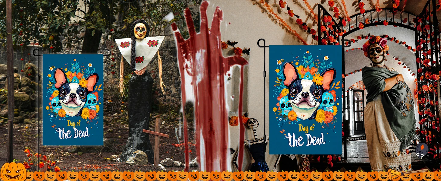 day of the dead garden flag outdoor halloween decoration garden flags holiday porch sign