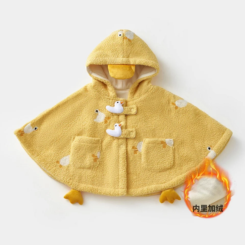 Winter Baby Girl Warm Fleece Princess Cloak Christmas Thick Plush Cloaks Newborn Girls Mantle Cape Children Casual Clothes