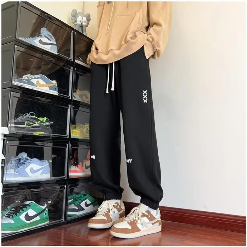 Winter Thickened Fleece Men's Pants Warm Casual Embroidery Letter Fleece Liner Thick Trousers Outdoor Thermal Warm Sweatpants 5