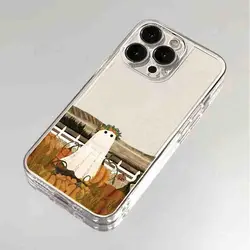Spooky Cartoon Ghost Shockproof Phone Case - Funny Halloween Edition - iPhone 15 Pro (1)