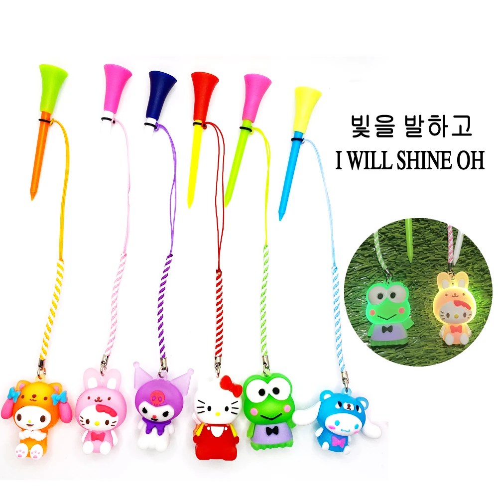 night sports super bright LED golf tee Golf Rubber Band Glitter Tee with cartoon pattern with handmade rope to prevent loss of 3
