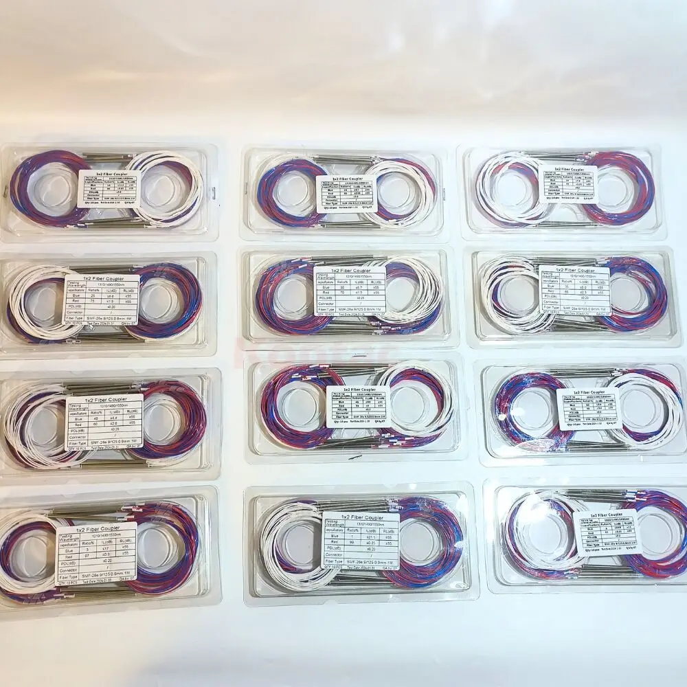 10pcs Customized Ratio Optic FBT Splitter Without Connector Fiber Coupler 1x2 0.9mm 10/90 20/80 30/70 40/60 50/50