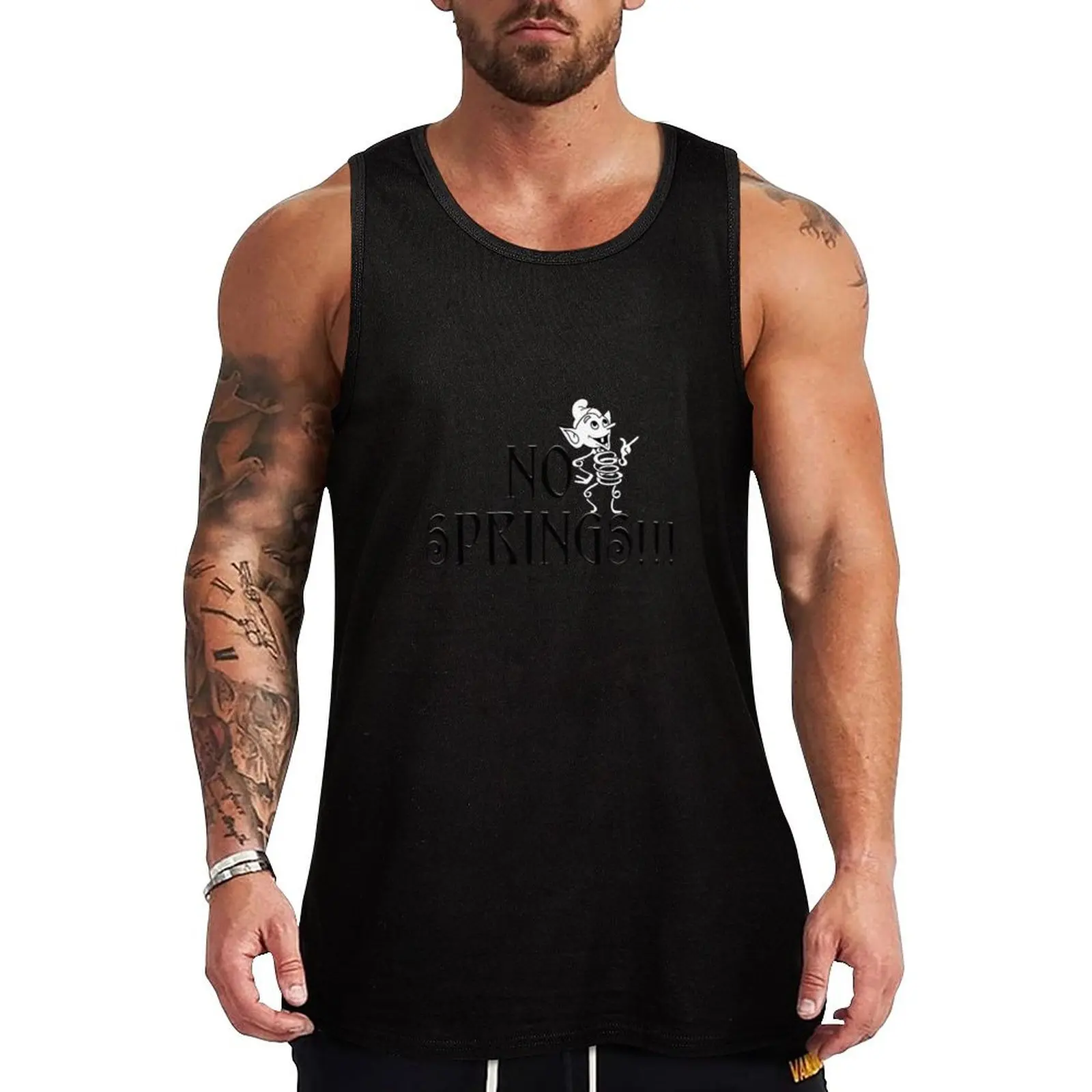 

No Springs! Tank Top T-shirt for fitness Body man gym clothing