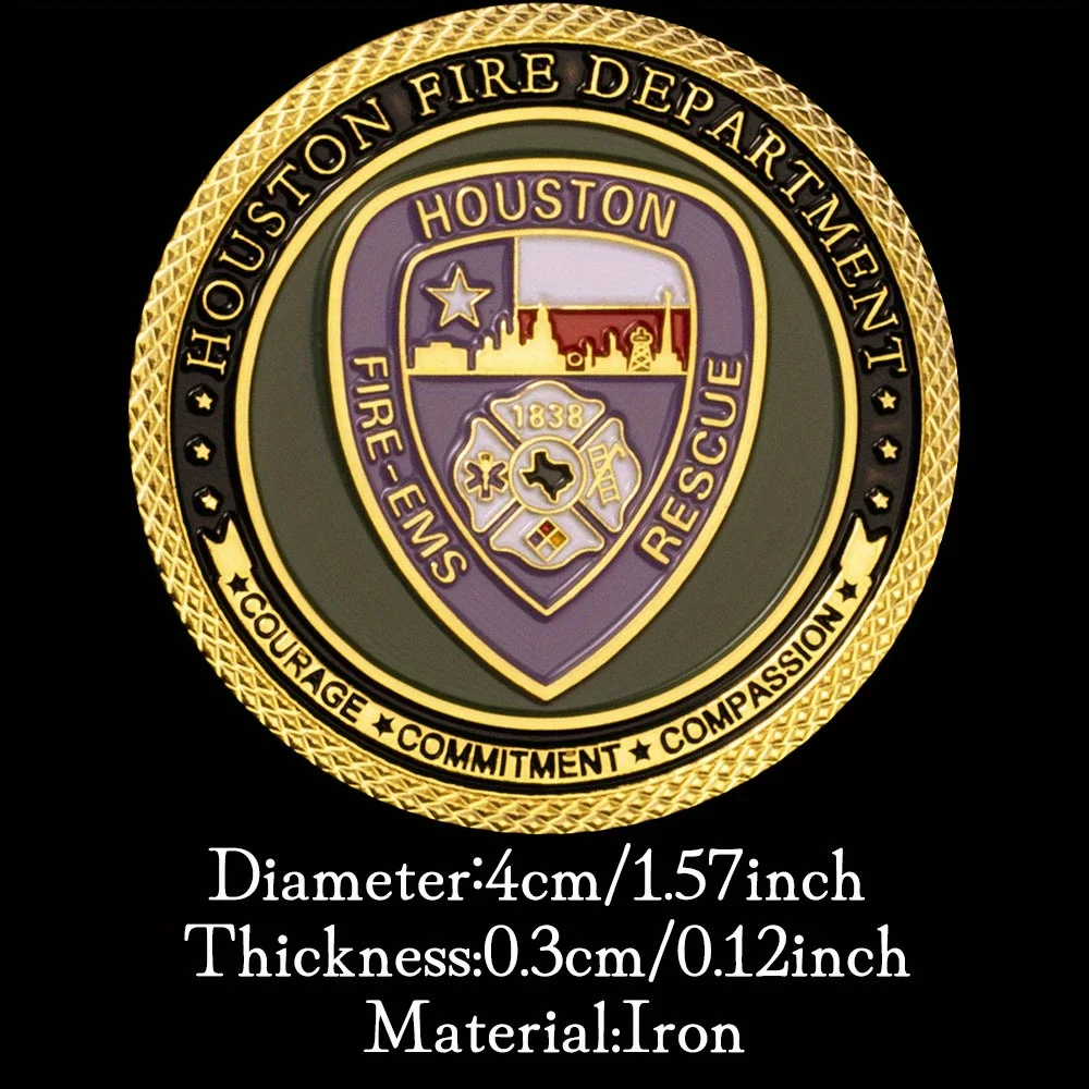 Houston Fire Department Gold-Plated Commemorative Souvenir Coin - Saint Florian Edition