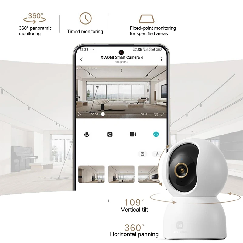 XIAOMI 360 ° Smart Camera 4, Wi-Fi dual-band 6,8MP 4K HDR AI Tracking, Baby monitor di sicurezza domestica, versione cinese con adattatore - immagine 2