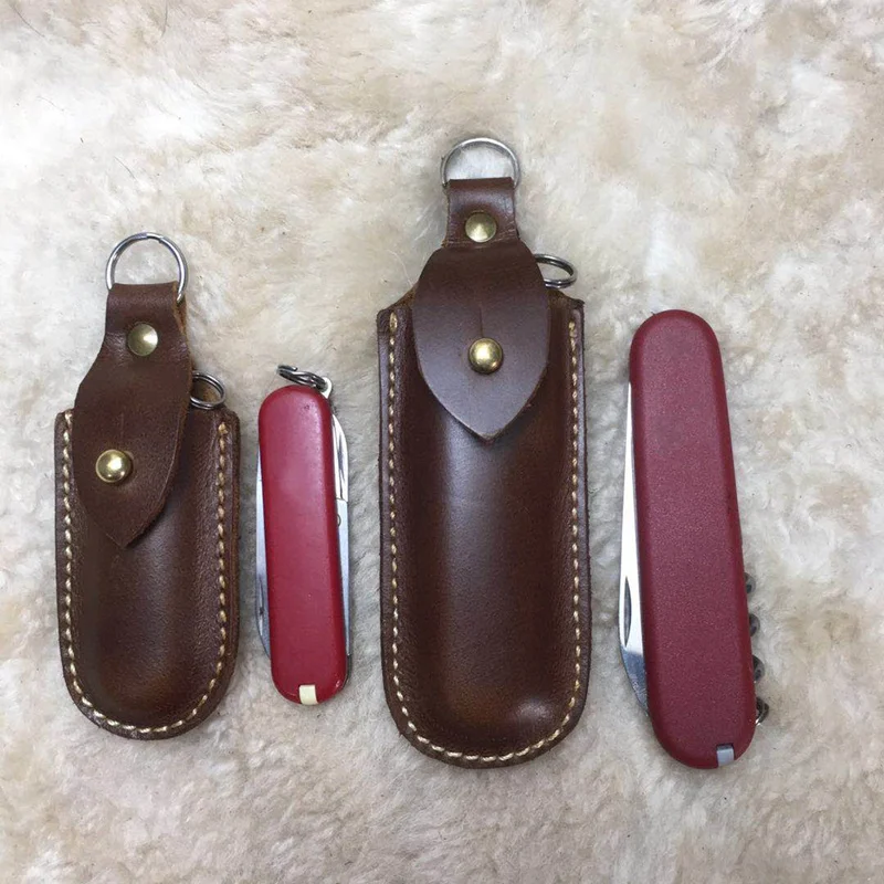 Genuine Leather Scabbard Knife Case Hand-stitched Cover For Classic SD Hiker Forester Army 58mm 84mm 91mm 111mm