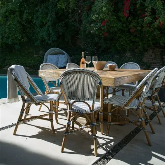 French Style Vintage restaurant coffee shop furniture rattan Bistro Outdoor chair