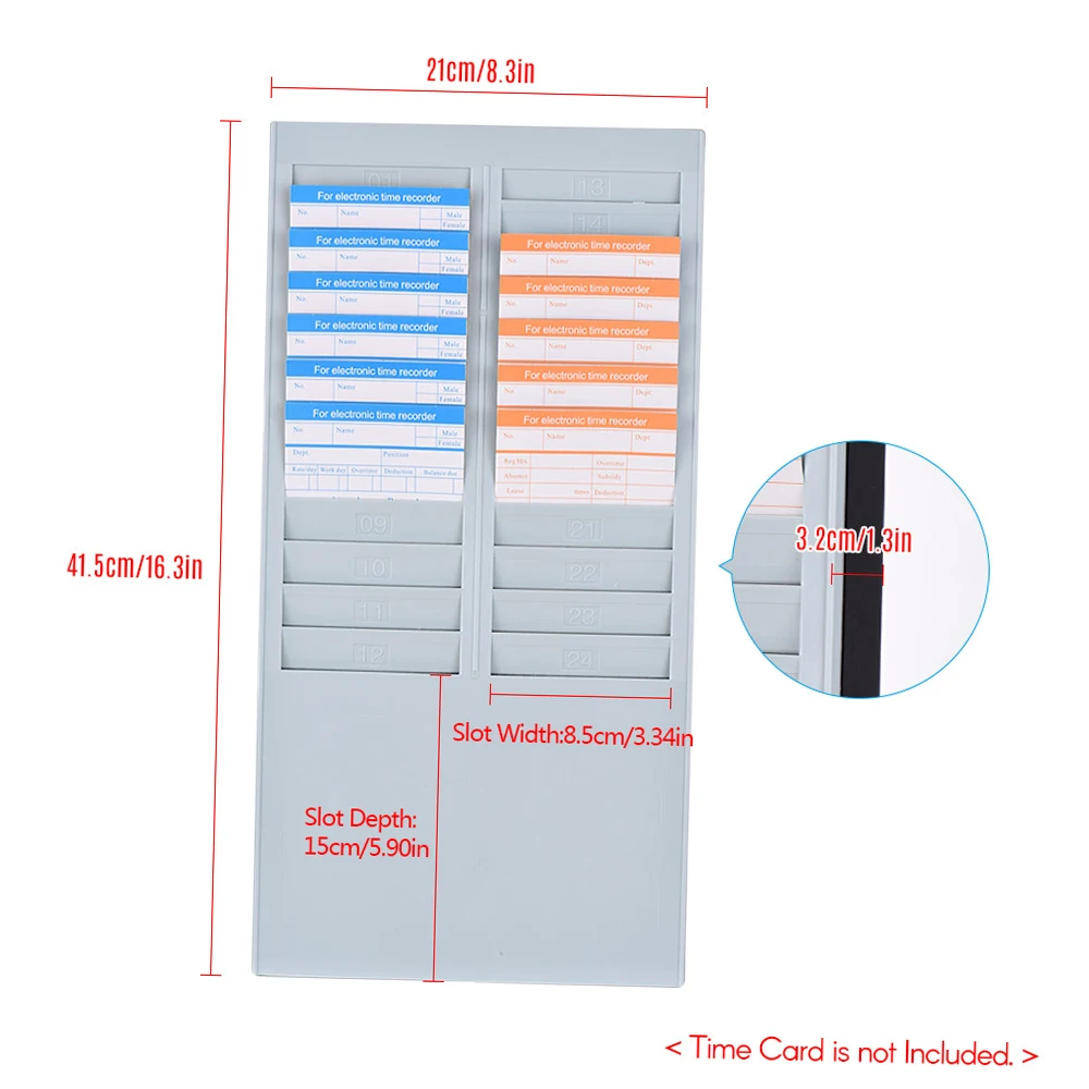 Description Picture 5 of itemBisofice Time Card Rack Wall Mount Holder 24 Pocket Slot for Attendance Recorder Punch Time Office