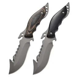 Cuchillo de caza táctico de alta dureza, mango de madera de Color, para defensa personal