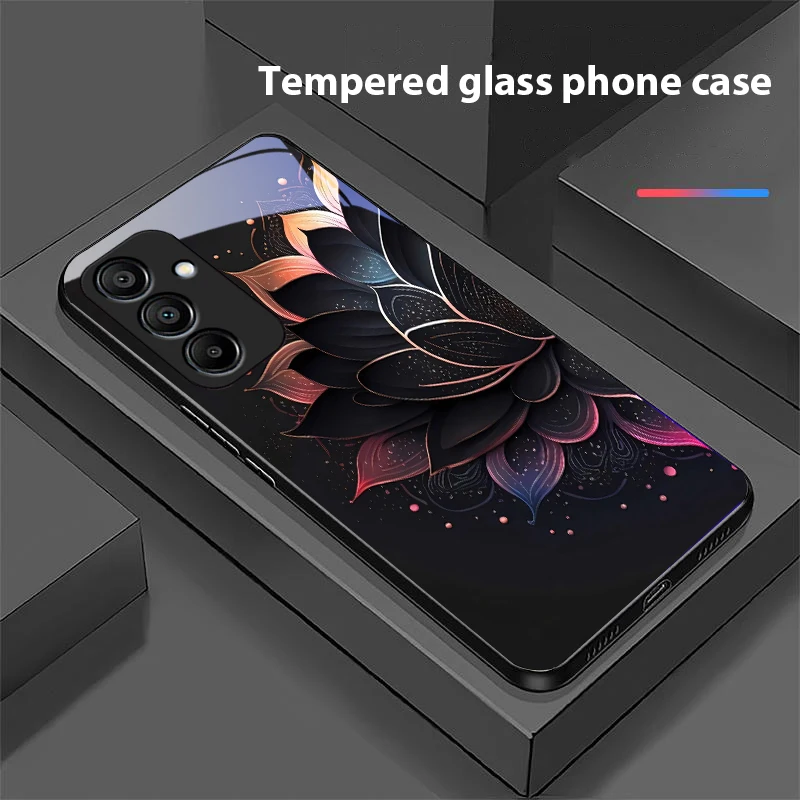 Luminous Black Lotus Black Tempered Glass Phone Case