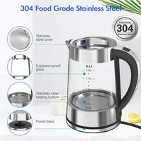 1.8L Portable Electric Kettle Teapot 1800W Glass Stainless Steel Water Boiler Fast Heating Tea Pot Home Appliance 220V 전기포트 주전자 2