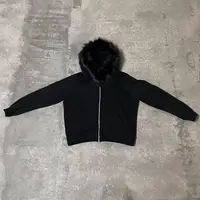 Y2K Zip up hoodie Faux Fur Collar Harajuku Rock Goth Top Retro Punk Loose Jacket Hip Hop Streetwear Zipper Hoodie sweatshirt EMO 2