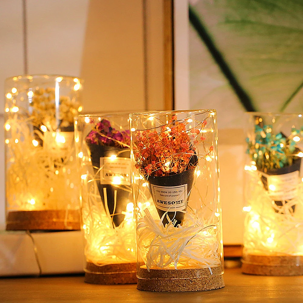 Fairy lights 1M 2M 3M 5M LED Mini Christmas Copper Wire String Waterproof Wedding Xmas Garland Party