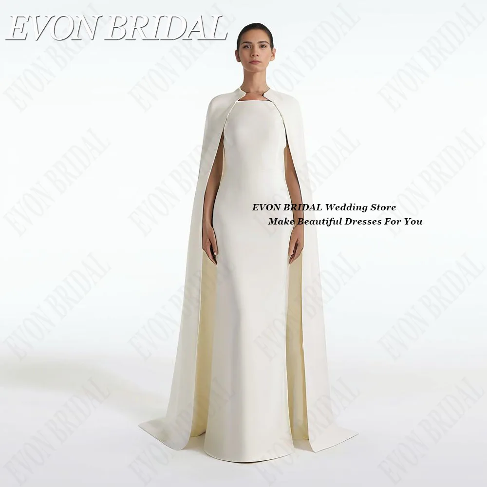 Elegant Celebrity Dresses With Cape Mermaid Satin Formal Occasion Dresses Woman