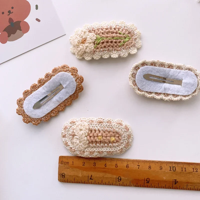 5pcs/set Children Girl Hair Clip European Style Sweet Princess Knit Plush Hair Pin for Kid Girl Kawaii Headwear Hair Accessories 4