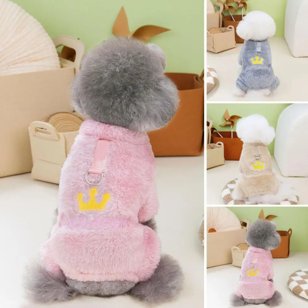 

Модная флисовая зимняя одежда для домашних животных с четырьмя ножками и рисунком короны для собак и кошек, мягкая ткань для осени