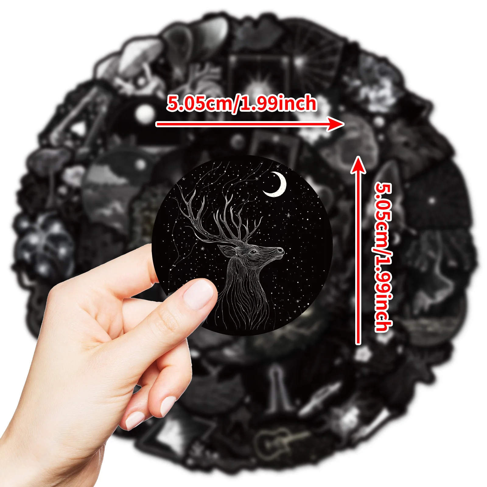 새로운 50개 블랙 앤 화이트 고딕 시리즈 믹스 앤 매치 그래피티 스티커 DIY 스케이트보드 휴대폰 케이스 장식 스티커