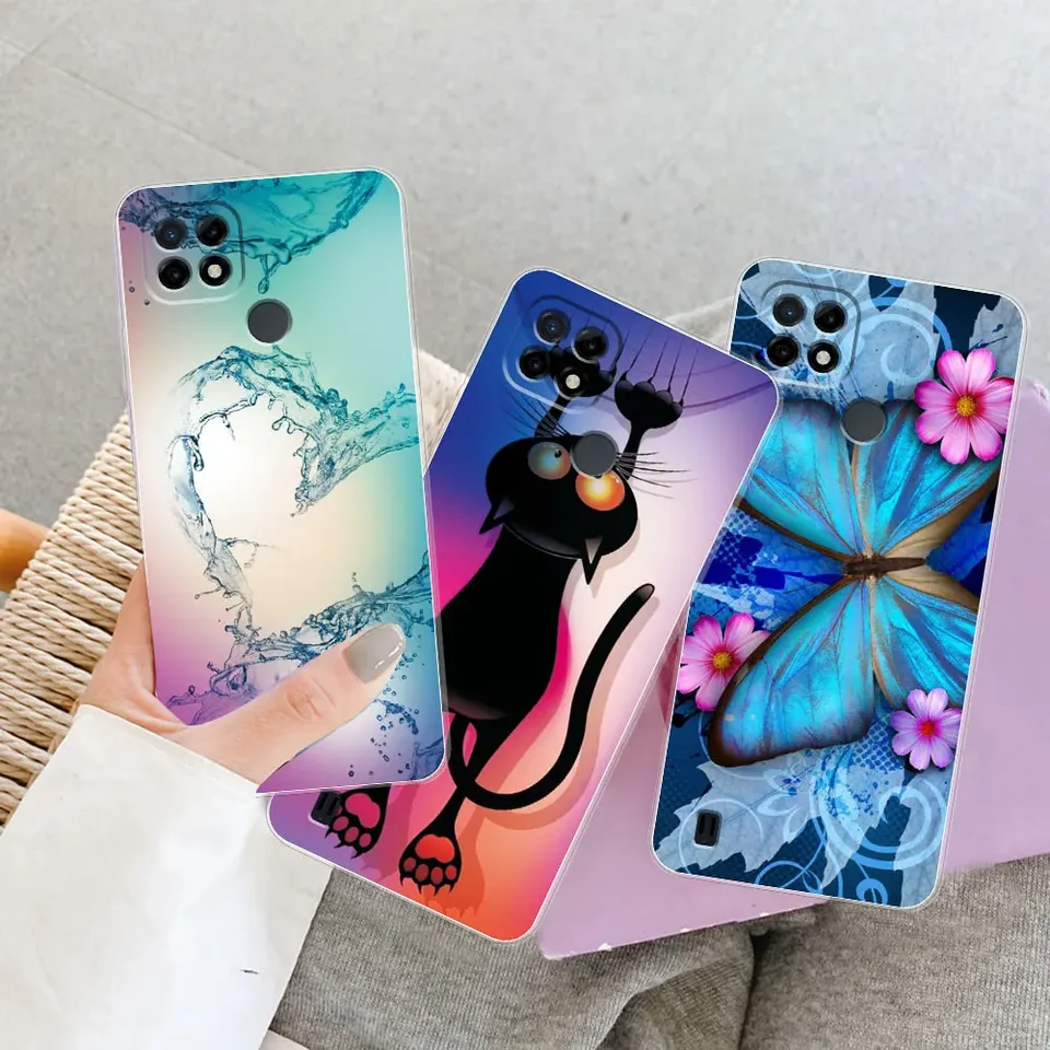 NEINEI Cover Per Realme C21Y - Custodia In Silicone TPU Ultra Sottile Con Effetto Specchio, Bianca, Design Antiurto E Anti-ingiallimento