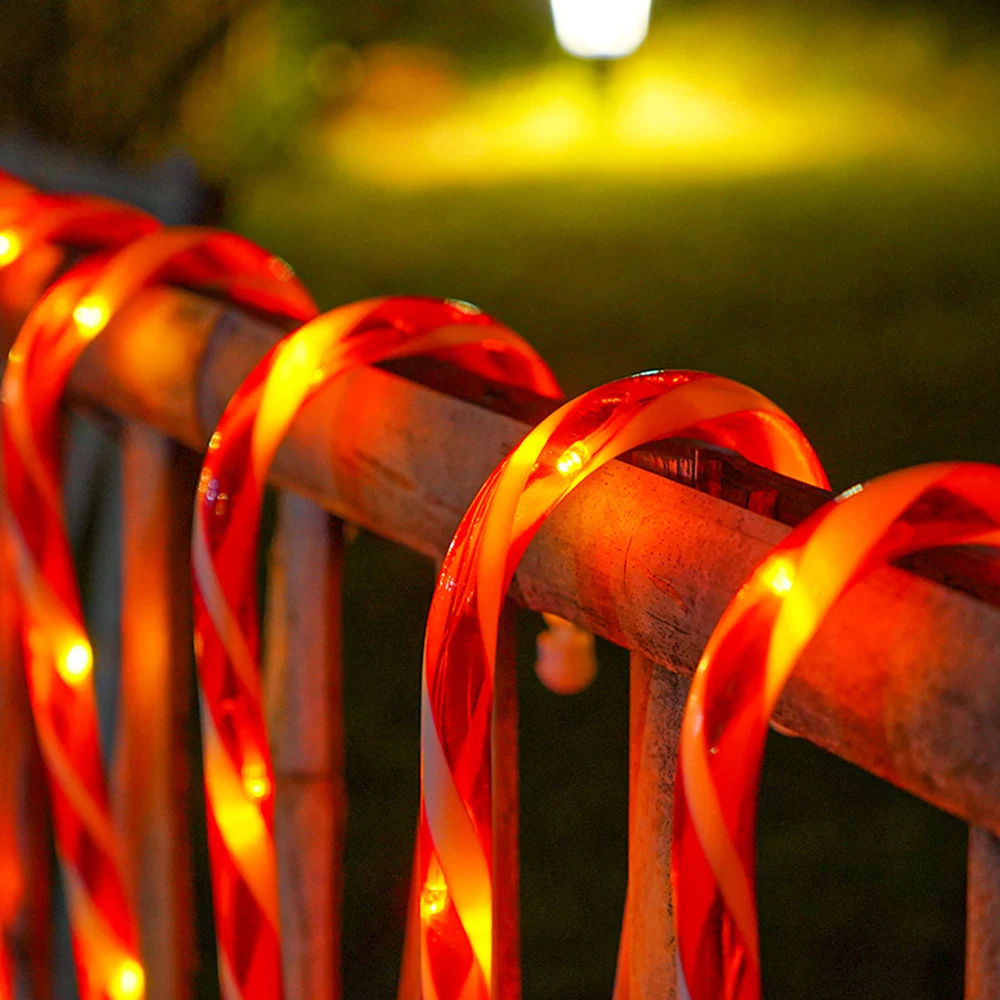 Solar Christmas Candy Cane Lights Outdoor Waterproof Christmas Day Light Pathway Marker Candy Lights Garden Passage Decoration