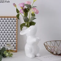 Nordic Creative ceramics vase rabbit lovely Flower arrangement Simulated animal Modern home Decorative ornaments Children's room 1