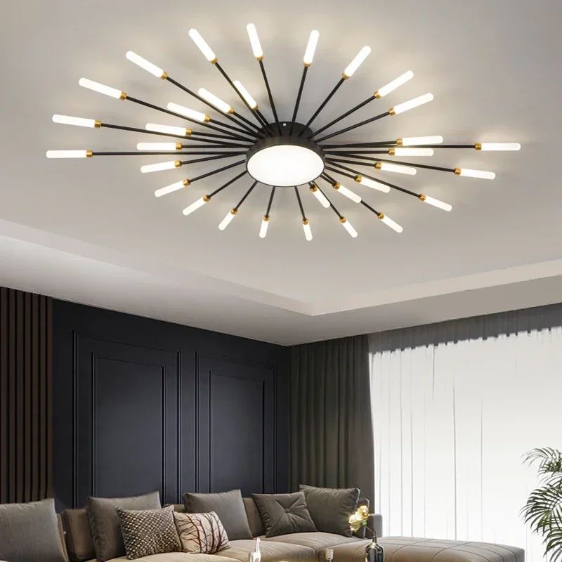 

Newest Ceiling Lights LED Nordic Bedroom Living Room Fireworks Lights Ceiling Chandelier Black Indoor Lighting Kitchen 220V