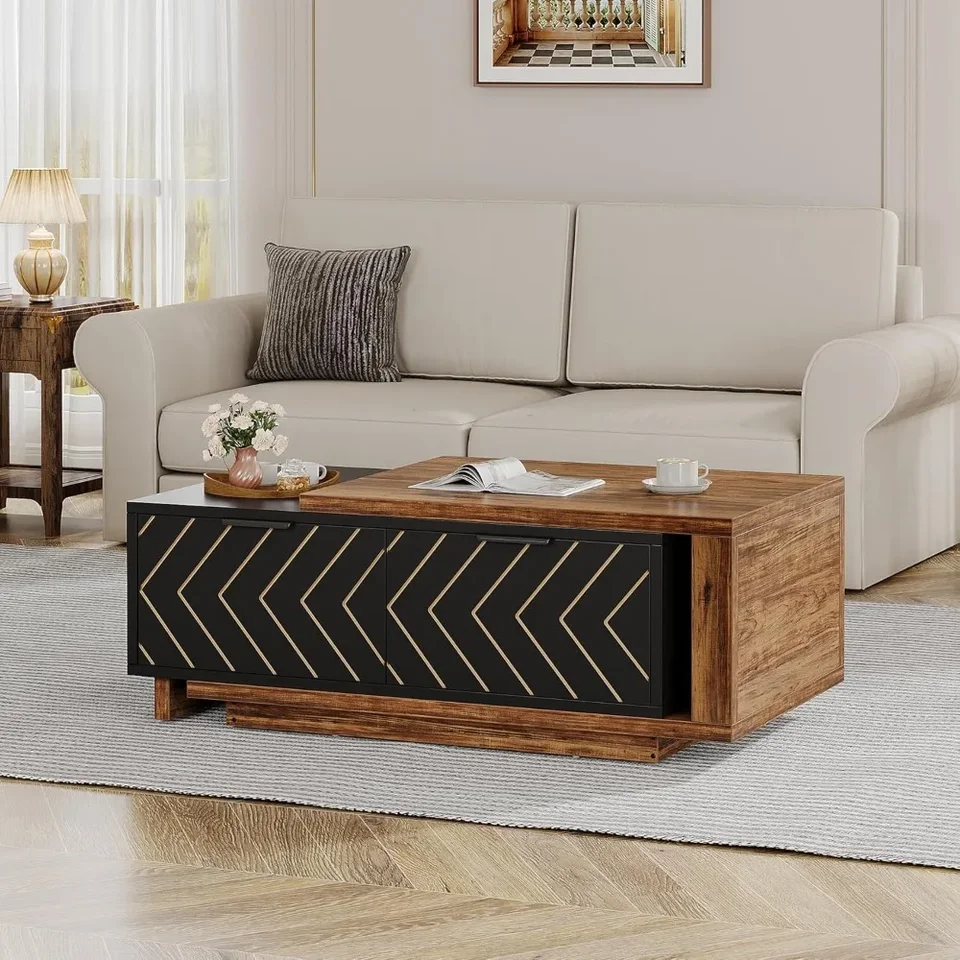Adjustable Extendable Coffee Table with Storage Drawers