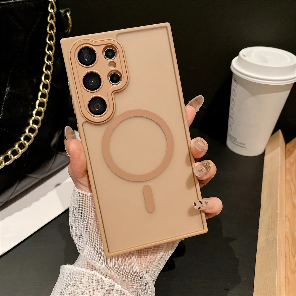 Matte Wireless Charging Magnetic Case with Shockproof Glass Lens Cover