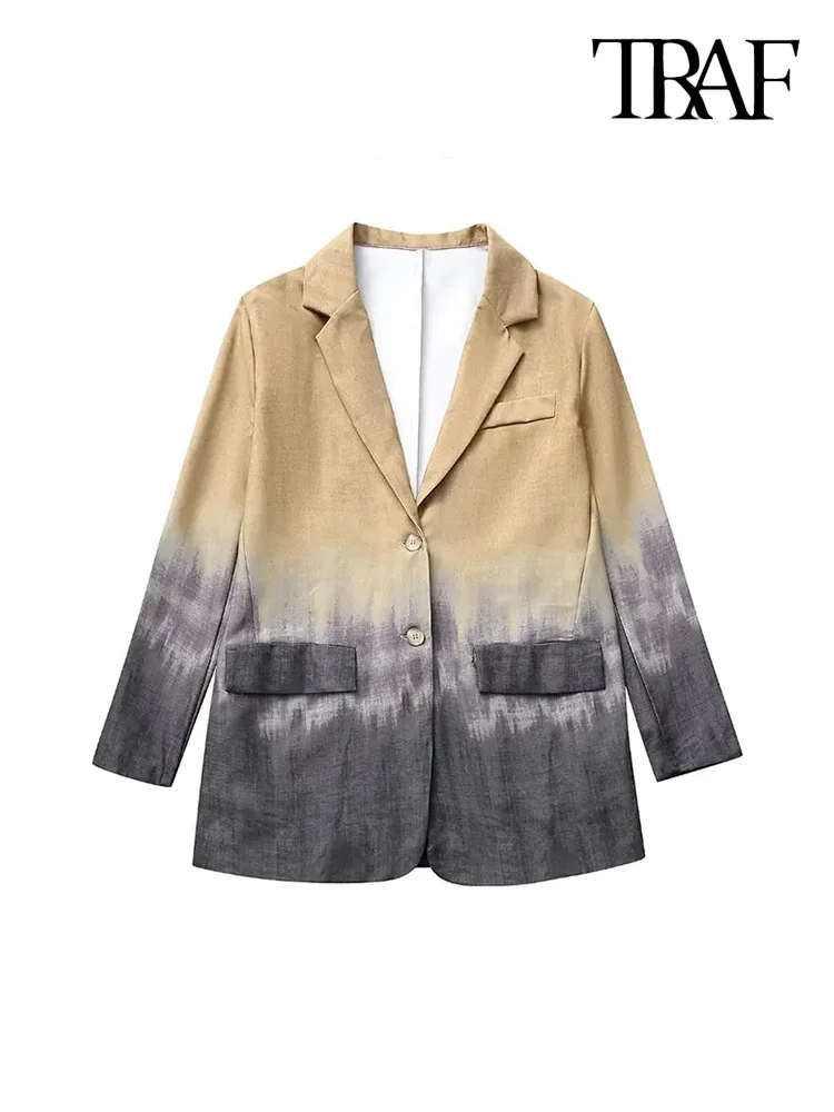 

Пиджак женский льняной с принтом и длинными рукавами, на пуговицах спереди