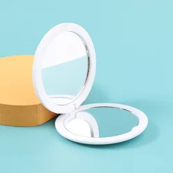 Chic Cream Round Portable Double - Sided Makeup Mirror Gift (White)