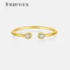 ANDYWEN 100% 925 Sterling Silver Gold Clear CZ Resizable Women Silver Ring  2024 Spring Valentiens Luxury Fine Jewelry Gift