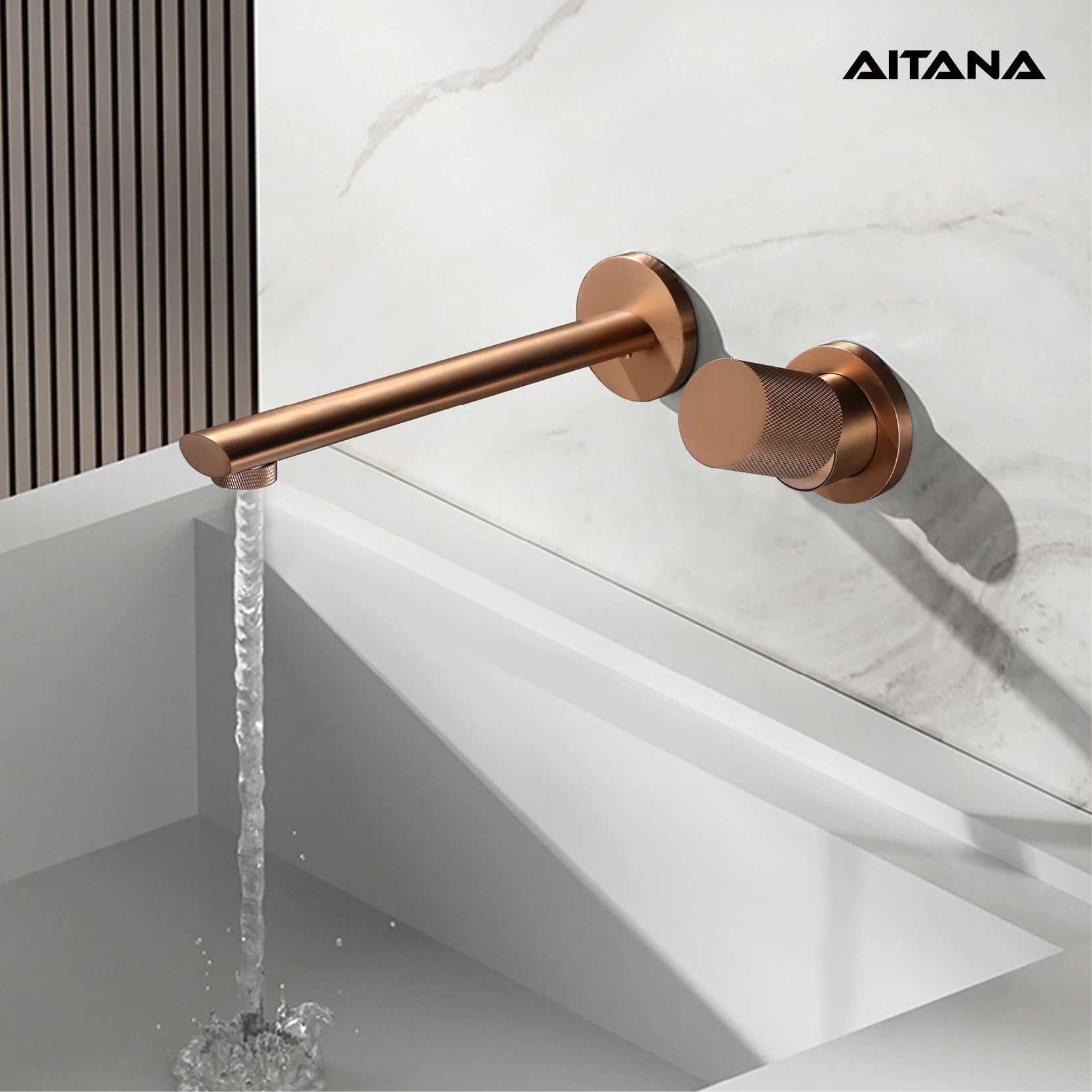 Luxruy Rose Gold ทองเหลืองฝังผนังห้องน้ํา Faucet.2hole เดี่ยวปรับความดันน้ําและ Hot & Cold Water Hidden TAP 1