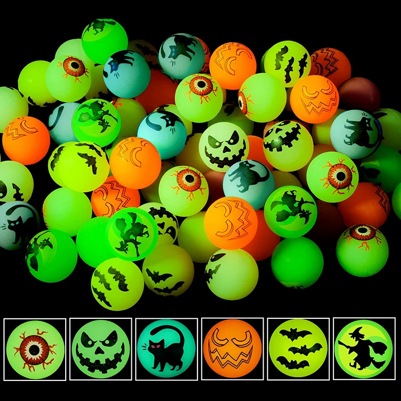 6PCS Halloween Glow In The Dark Bouncing Balls Festival Theme Designs Luminous Bouncy Balls For Halloween Party Favor Supplies