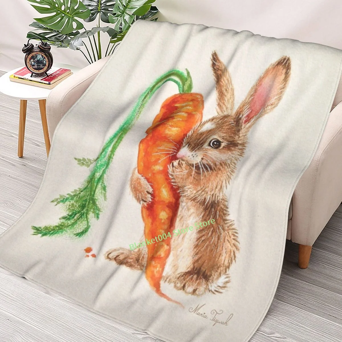 

Bunny By Maria Tiqwah Throw Blanket 3D printed sofa bedroom decorative blanket children adult Christmas gift