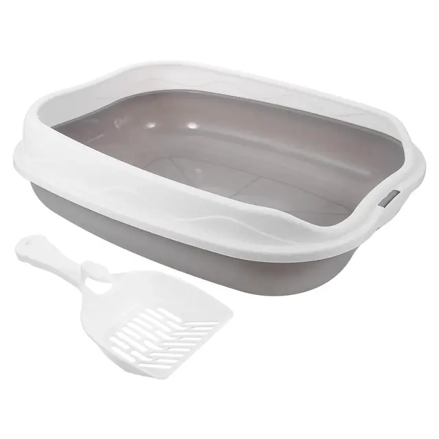 Large Top Entry Cat Litter Box Semi Enclosed Sand Pan Spacious Kitten Basin Open Design Easy Pet Toilet For Animals
