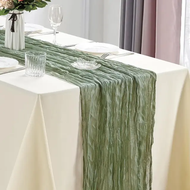 Chemin de Table en gaze style Boho, 10 pièces, 40x270cm, chemin de Table romantique pour mariage, réception nuptiale, fête d'anniversaire 2