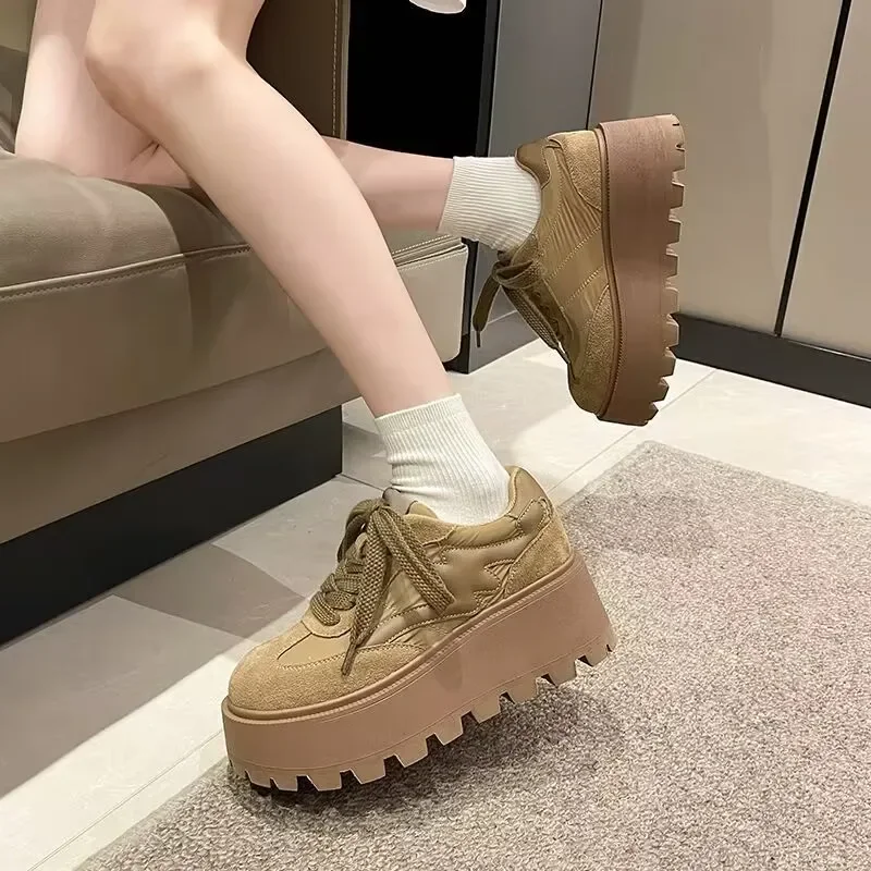 Women Sneakers Breathable Vulcanize Shoes Waterproof Wedges Platform Woman Sneaker Leather Casual Shoes Zapatos Mujer Tarfza