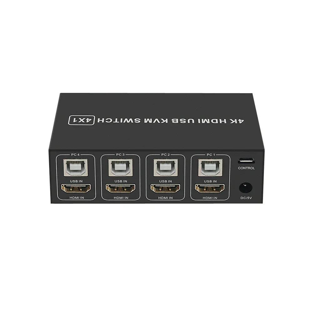 4K 60Hz 4X1 Switcher 4 Port USB HDMI KVM Switch Video Converter with Desktop Con