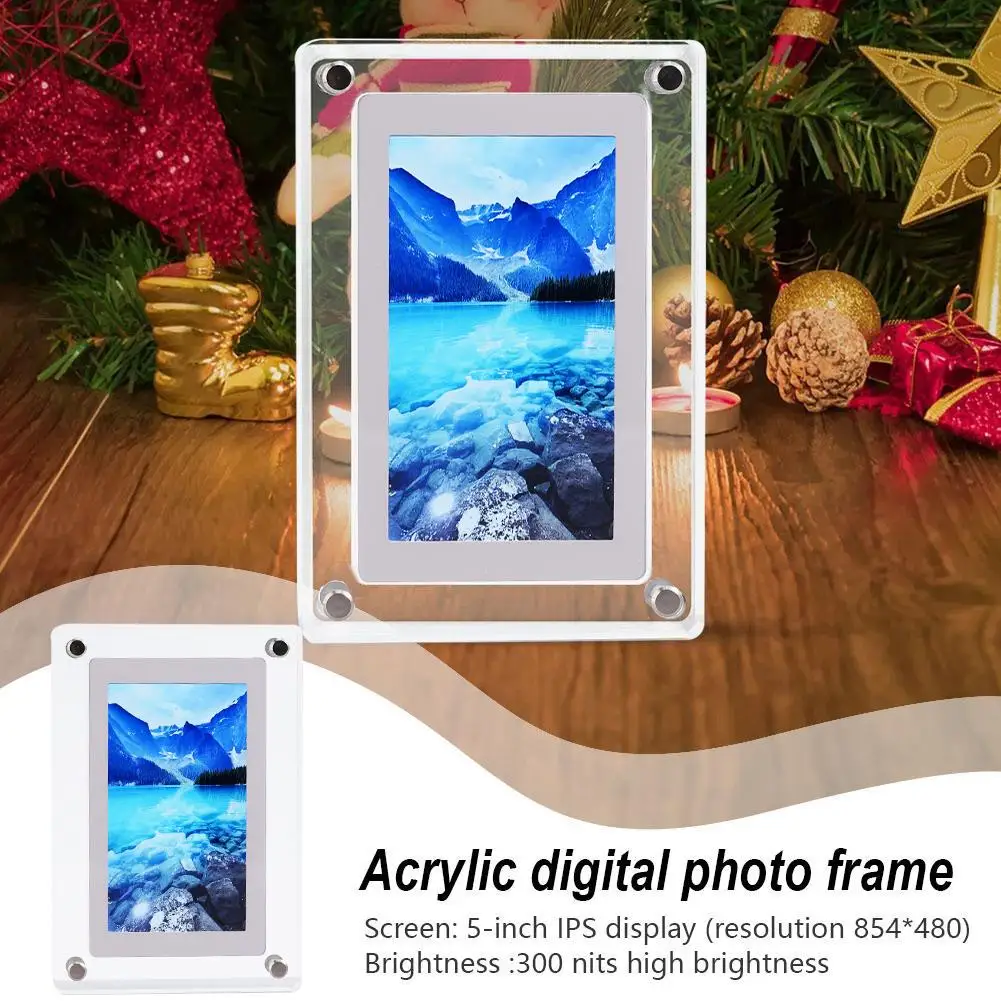 Acrylic Digital Photo Frame Acrylic Digital Photo Frame 5 Inch 1200mAh Vertical Display IPS Screen 4G Memory Battery Porta Retrato Digital