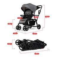 Double bébé poussette deuxième enfant Double poussette enfant chariot poussette pliante lumière peut s'asseoir peut couché poussette système de voyage 5