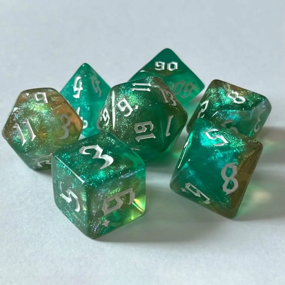 Dice Set 7Pcs Multifaceted Digital Acrylic Table Game Opaque Polyhedral For DND Tabletop Role-Playing Game Gift