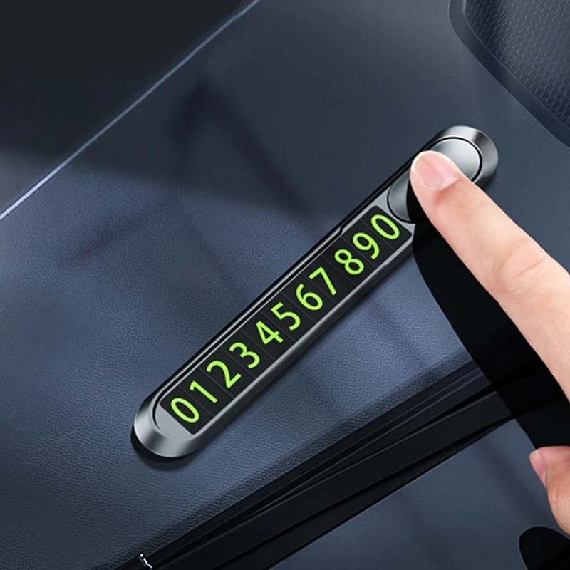 Temporary Parking Card Phone Number Card Car Sticker Car Accessories Luminous Metal Alloy Phone Number Sticker Hidden
