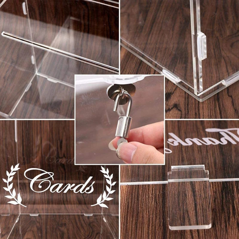 Creative Acrylic Card Gift Box Letter Envelope Box with Lock Slot for Reception