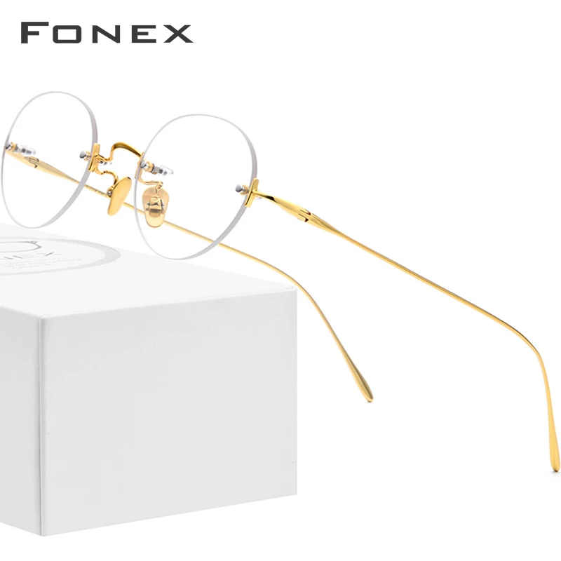 

Титановая оправа для очков без оправы FONEX B для женщин и мужчин, новые винтажные овальные очки в стиле ретро