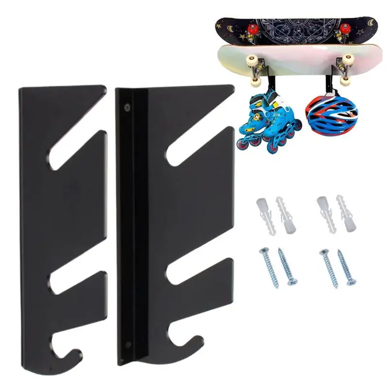 

1 Pair Acrylic Skateboard Mount With Storage Hook Two Layers Of Skateboard Hanger For Deck Skateboard Wall Mount