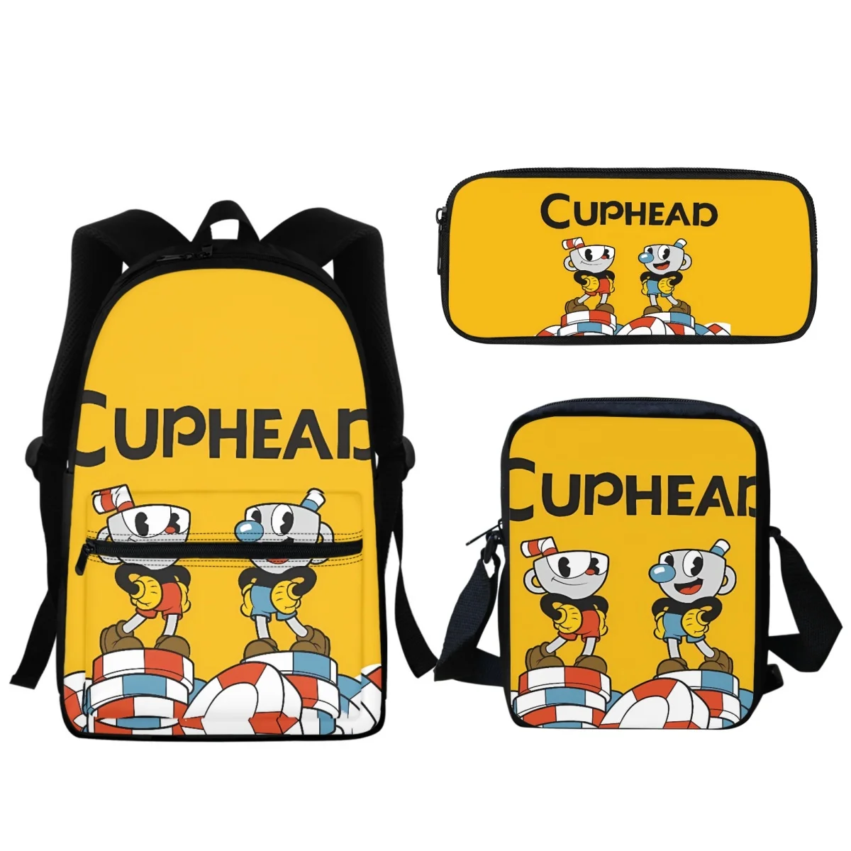 

New Cuphead Mughead Cartoon Design Student Schoolbags High Quality Back to School Gift Zipper Bookbags Backpack Learning Tools