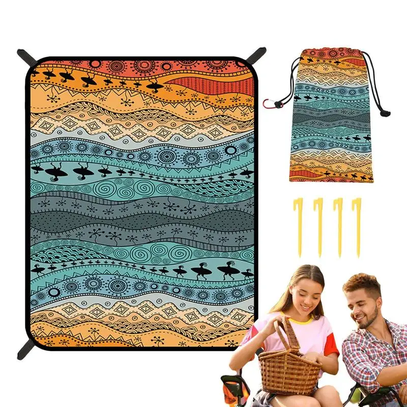 

Picnic Blanket Waterproof Outdoor Beach Mat Boho Style Lightweight Portable Sand Mat Extra Large Camping Blanket For Beach