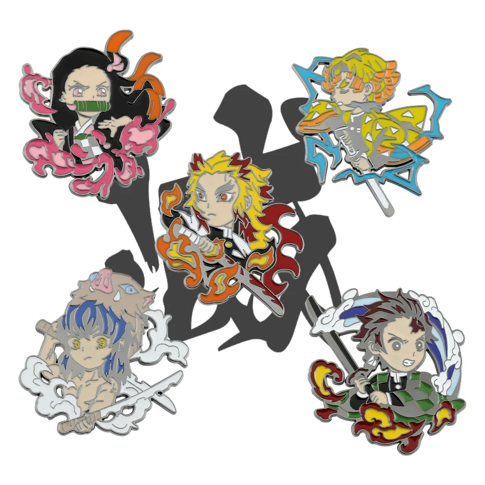 Anime Demon Slayers Pin Esmalte Duro, broche bonito dos desenhos animados,  Kamado Tanjirou, Agatsuma Zenitsu, Acessórios Hashibira Inosuke, Jóias