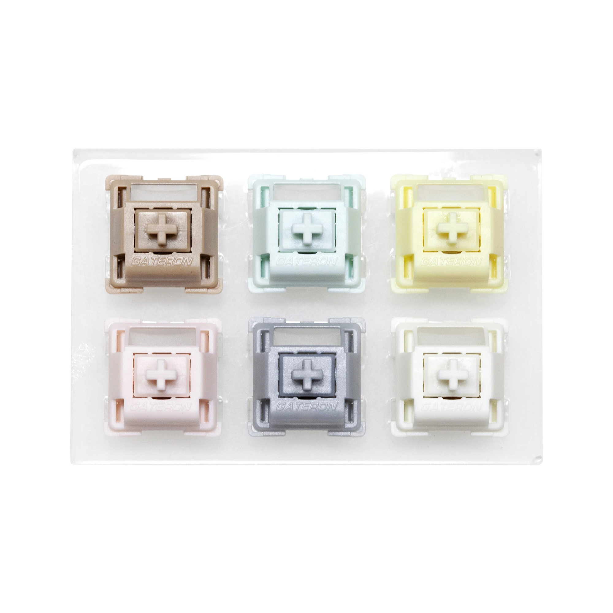 Gateron Smoothie Switch Tester Set with Blank Keycaps and Acrylic Base - Chocolate Mint Banana Silver Color Palette