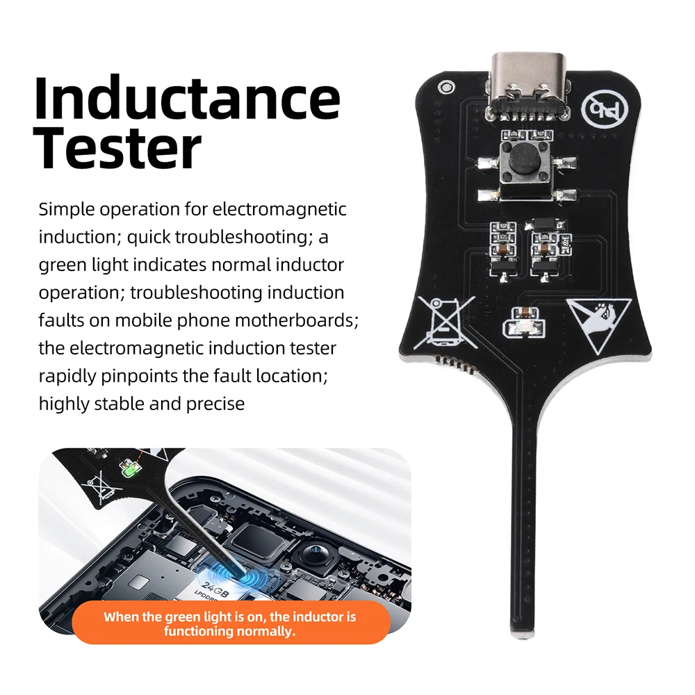 Tester di Induttanza per Riparazione Schede Madri di Cellulari con Rilevamento Rapido dei Guasti tramite Induzione Elettromagnetica, Interfaccia Tipo C - immagine 3